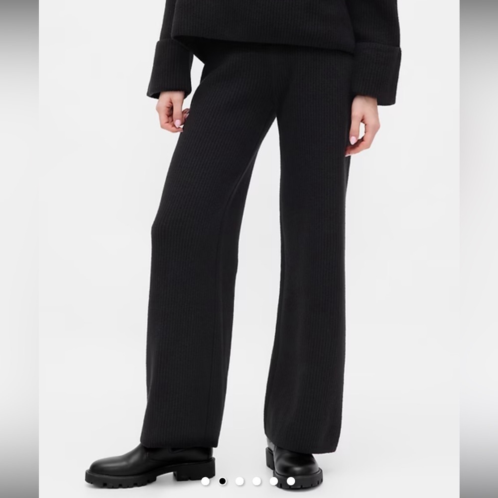 Gap CashSoft Shaker Stitch Ribbed Knit Lounge Pants - Black NWT - XSP